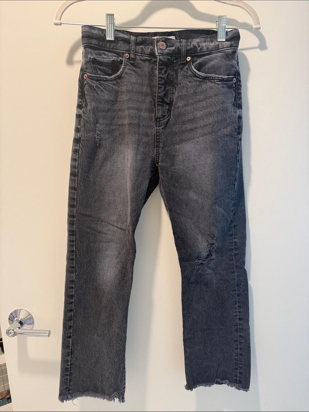 LOFT Black Washed Ankle Crop Jeans